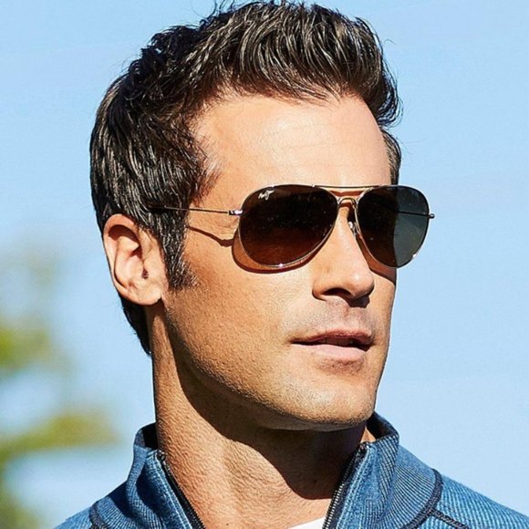 Maui Jim Mavericks Aviator in Gold Titanium Frame w/ Bronze Lens - Picture 7 of 9